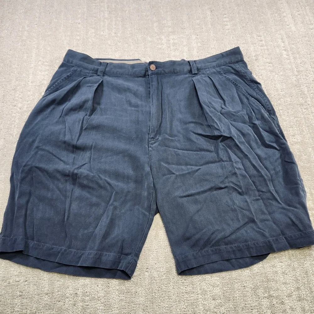 Vintage Tommy Bahama Shorts Men 36 READ* 100% Silk Pleated High Rise Faded
